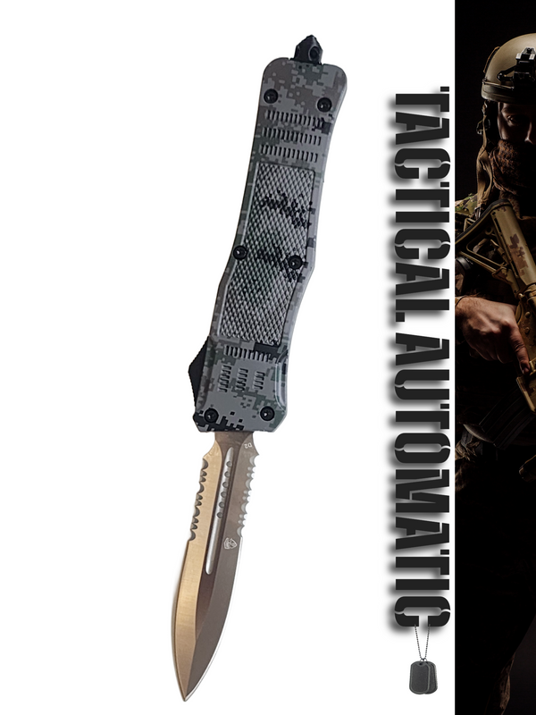 Venom 4TR ELITE Tactical OTF Knife - Recon Camo (Satin Double Edge Par Ser 3.4")