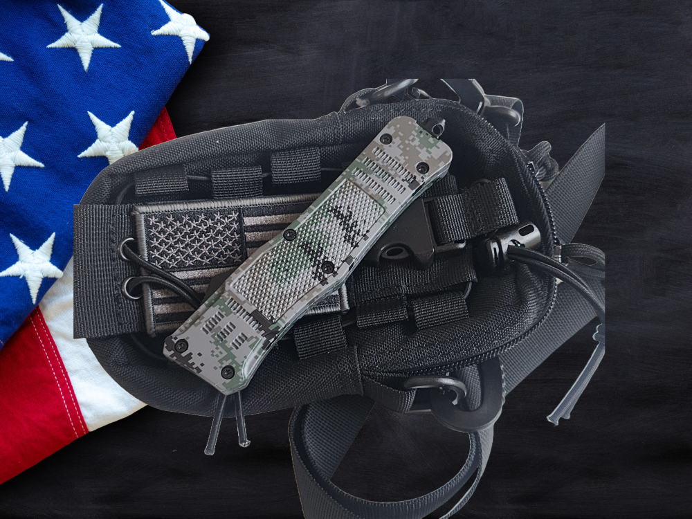 Venom 4TR ELITE Tactical OTF Knife - Recon Camo (Satin Double Edge Par Ser 3.4").