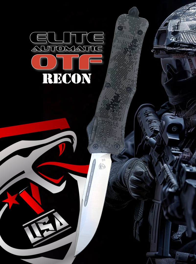 Venom 4TR ELITE Tactical OTF Knife - Recon Camo (Satin Drop Point 3.4").