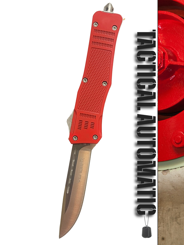 Venom 4TR ELITE Tactical OTF Knife - Red Savage (Satin Drop Point 3.4")