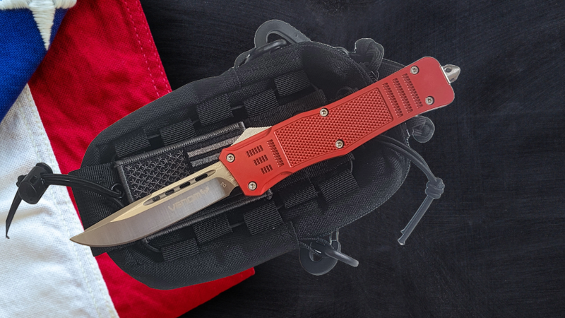 Venom 4TR ELITE Tactical OTF Knife - Red Savage (Satin Drop Point 3.4")