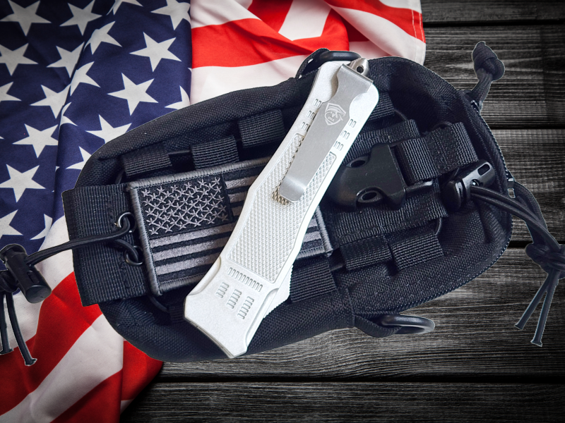 Venom 4TR ELITE Tactical OTF Knife - Silver Ghost - SH (Black Double Edge 3.4").