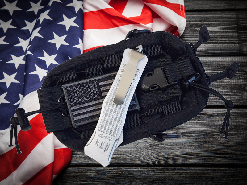 Venom 4TR ELITE Tactical OTF Knife - Silver Ghost - SH (Black Tanto Par Ser 3.4").