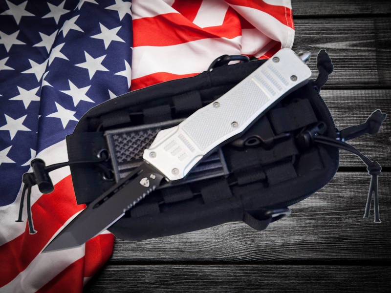 Venom 4TR ELITE Tactical OTF Knife - Silver Ghost - SH (Black Tanto Par Ser 3.4").