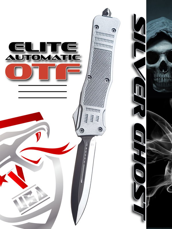 Venom 4TR ELITE Tactical OTF Knife - Silver Ghost - SH (Satin Double Edge 3.4")