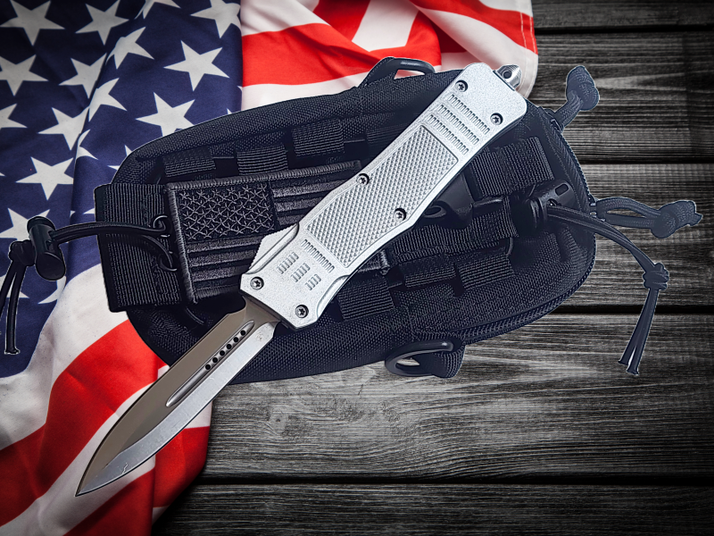 Venom 4TR ELITE Tactical OTF Knife - Silver Ghost - SH (Satin Double Edge 3.4").