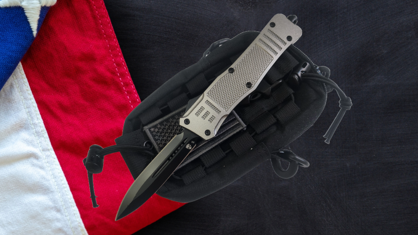 Venom 4TR ELITE Tactical OTF Knife - Silver Ghost (Black Double Edge 3.4").
