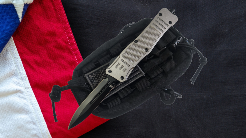 Venom 4TR ELITE Tactical OTF Knife - Silver Ghost (Black Double Edge 3.4")