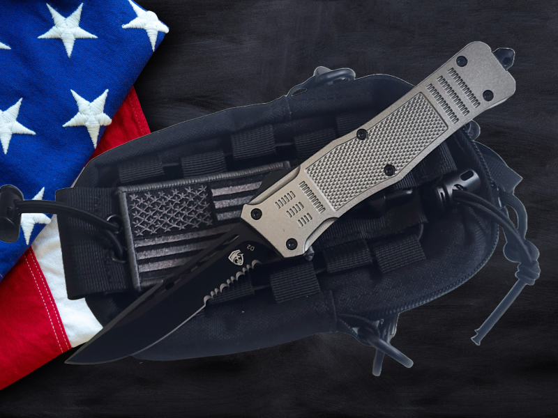 Venom 4TR ELITE Tactical OTF Knife - Silver Ghost (Black Drop Point Par Ser 3.4").