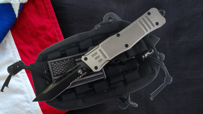 Venom 4TR ELITE Tactical OTF Knife - Silver Ghost (Black Tanto Par Ser 3.4")