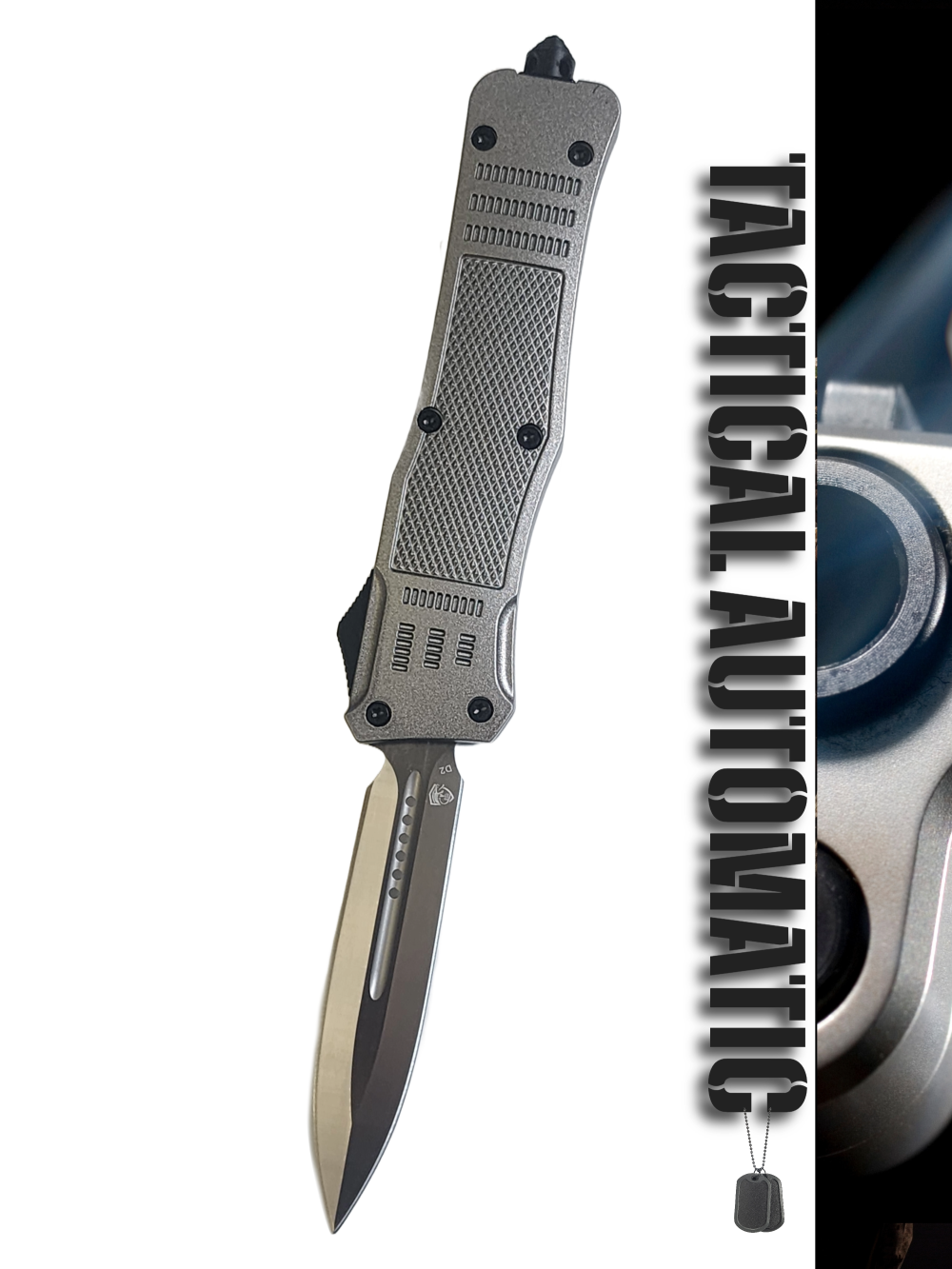 Venom 4TR ELITE Tactical OTF Knife - Silver Ghost (Satin Double Edge 3.4").
