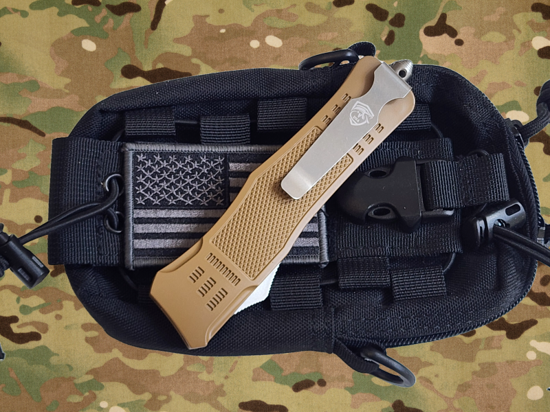 Venom 4TR ELITE Tactical OTF Knife - Tan (Black Tanto Par Ser 3.4").