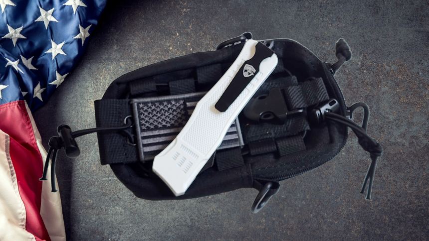 Venom 4TR ELITE Tactical OTF Knife - White (Black Drop Point 3.4").
