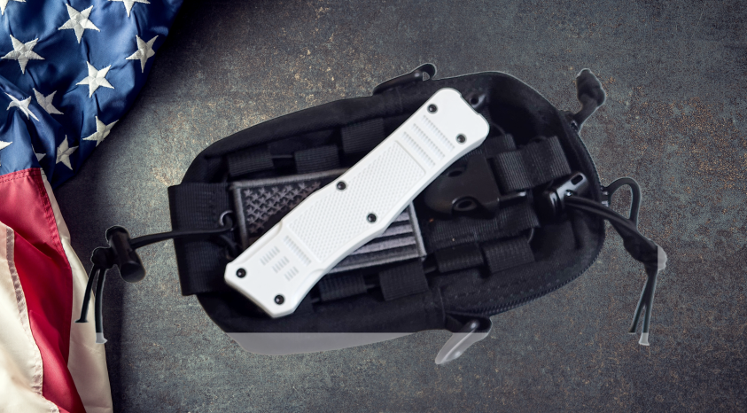 Venom 4TR ELITE Tactical OTF Knife - White (Black Drop Point 3.4").