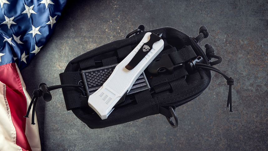 Venom 4TR ELITE Tactical OTF Knife - White (Black Tanto Par Ser 3.4").