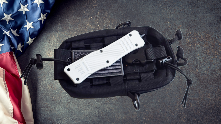 Venom 4TR ELITE Tactical OTF Knife - White (Black Tanto Par Ser 3.4").