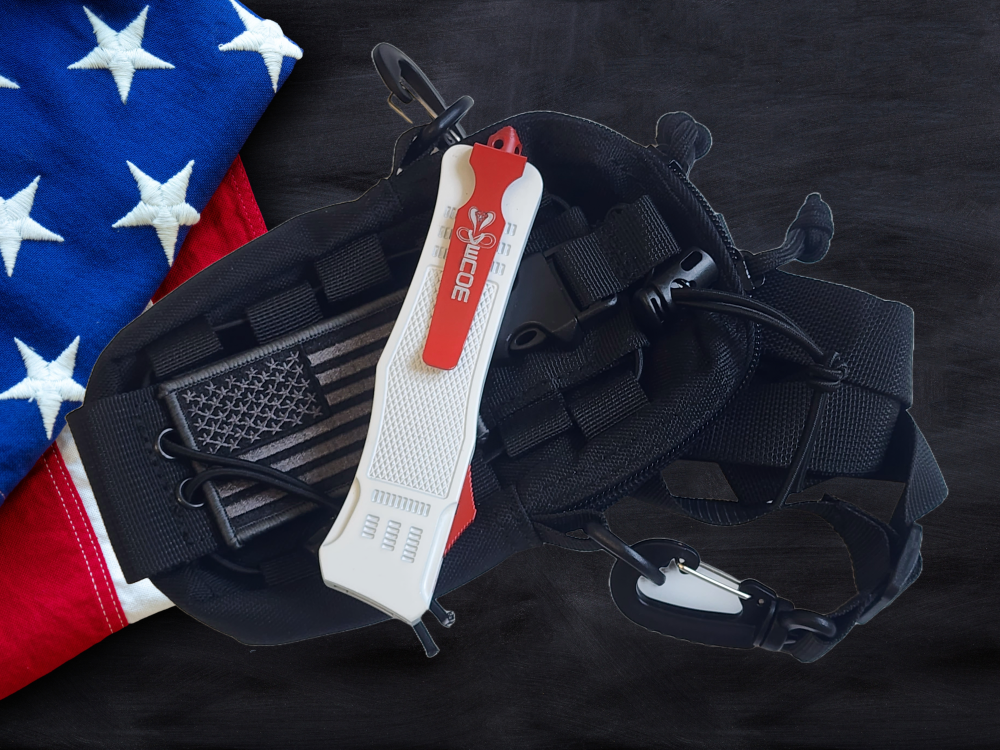 Venom 4TR ELITE Tactical OTF Knife - White (Red Double Edge 3.4").