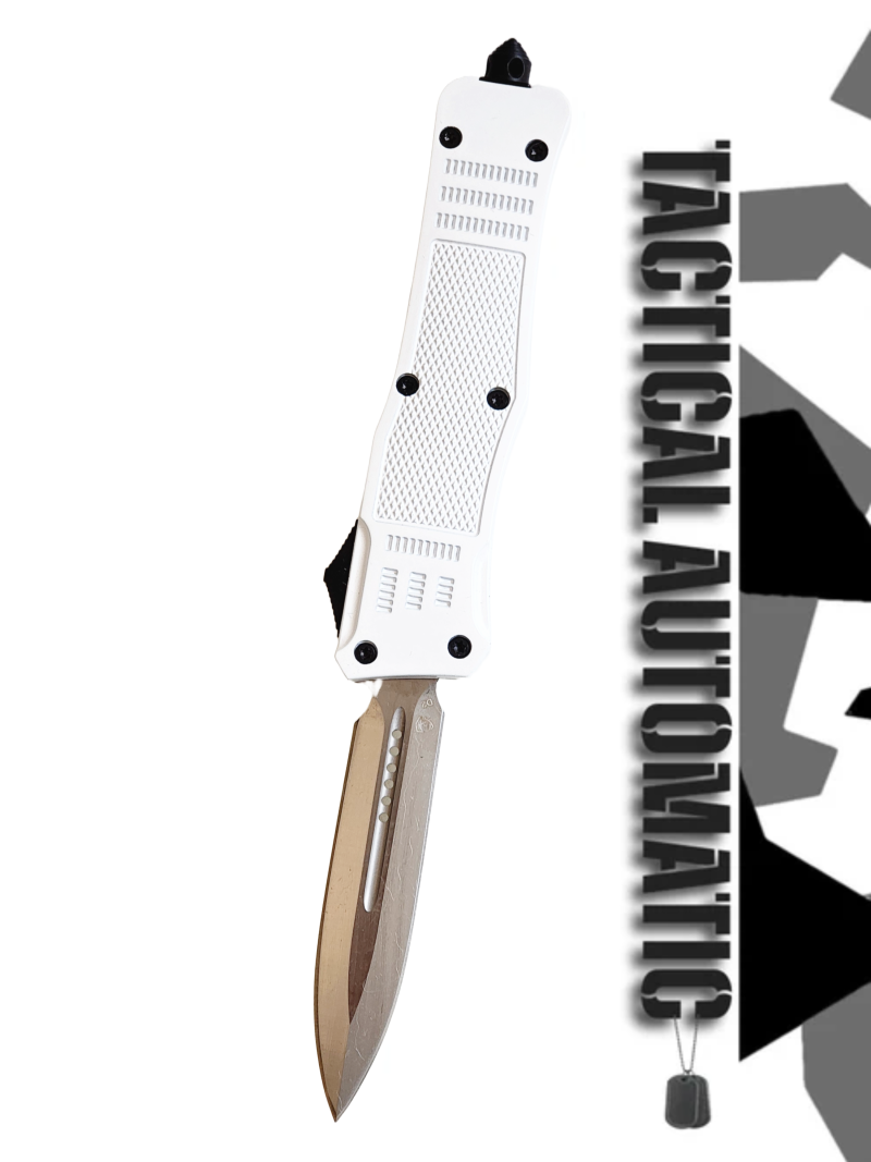 Venom 4TR ELITE Tactical OTF Knife - White (Satin Double Edge 3.4").