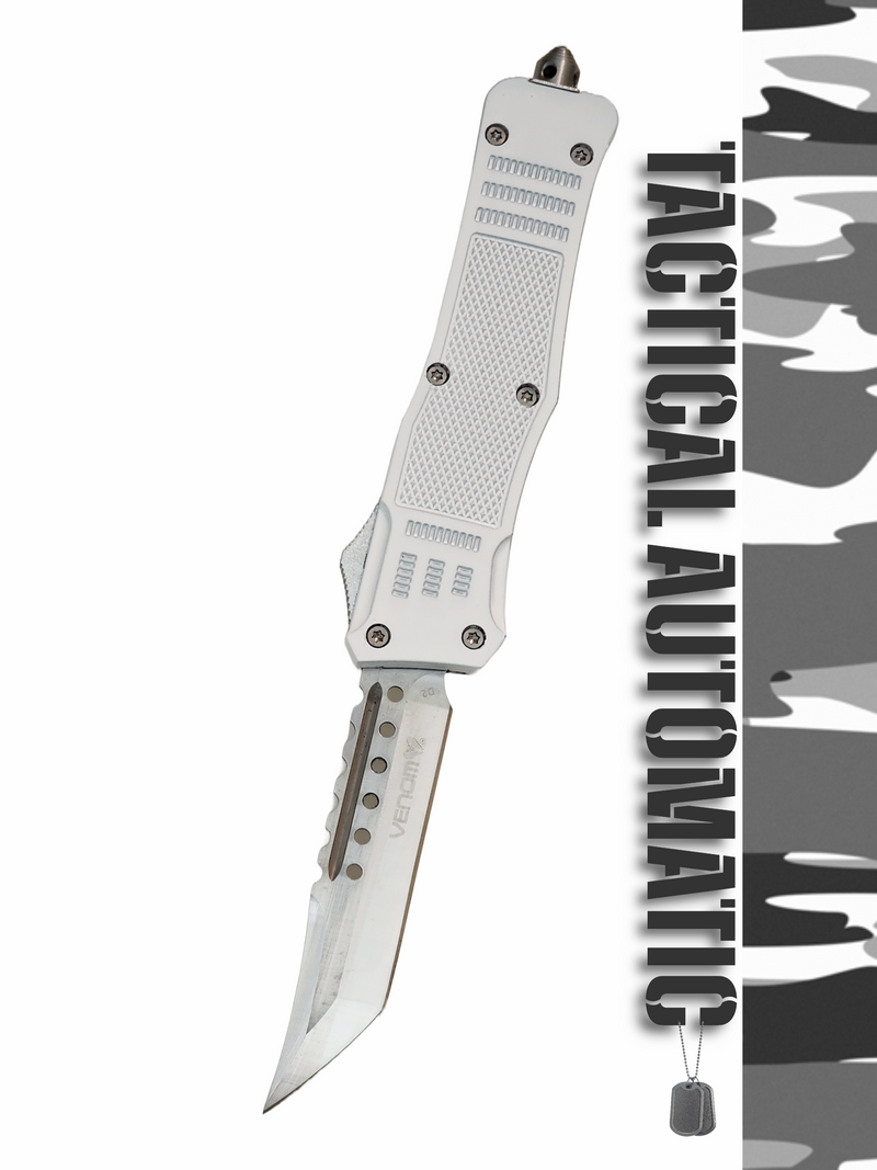 Venom 4TR ELITE Tactical OTF Knife - White (Satin Spartan 3.4")