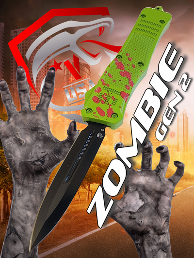 Venom 4TR ELITE Zombie Gen 2 OTF Knife - (Black Double Edge 3.4).