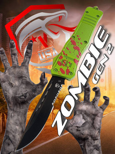 Venom 4TR ELITE Zombie Gen 2 OTF Knife - (Black Drop Point Par Ser 3.4).