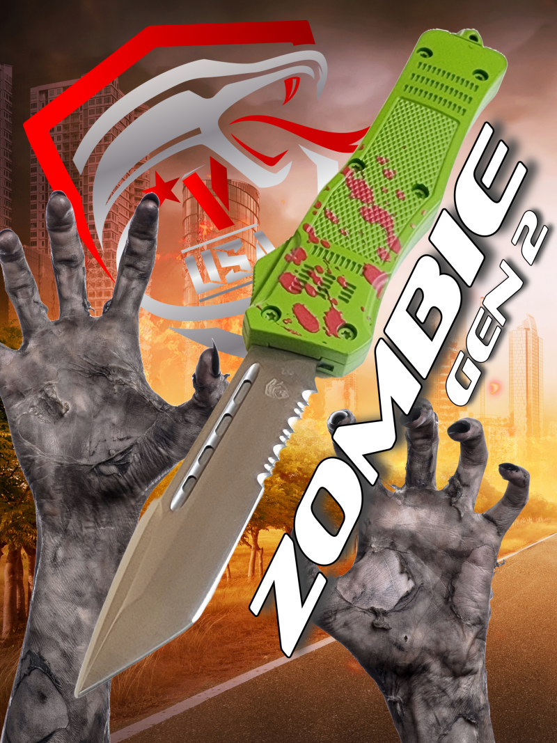 Venom 4TR ELITE Zombie Gen 2 OTF Knife - (Satin Tanto Par Ser 3.4).