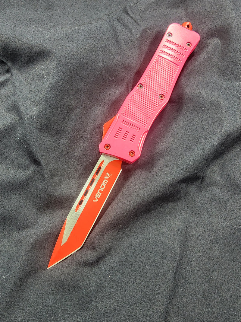 Venom 4TR Pink/Red Rage Psycho Automatic OTF Knife | Tanto.