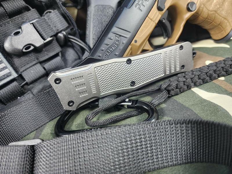 Venom 4TR Silver Ghost Automatic OTF Knife - (Black Double Edge 3.40")