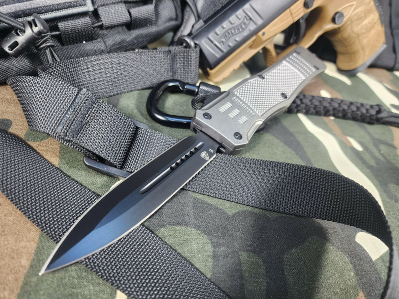 Venom 4TR Silver Ghost Automatic OTF Knife - (Black Double Edge 3.40")