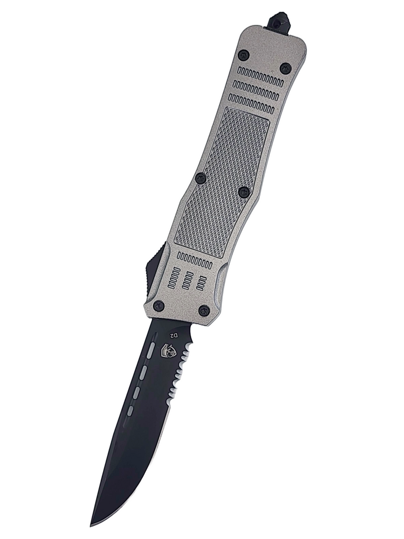 Venom 4TR Silver Ghost Automatic OTF Knife - (Black Drop Point Par Ser 3.40")