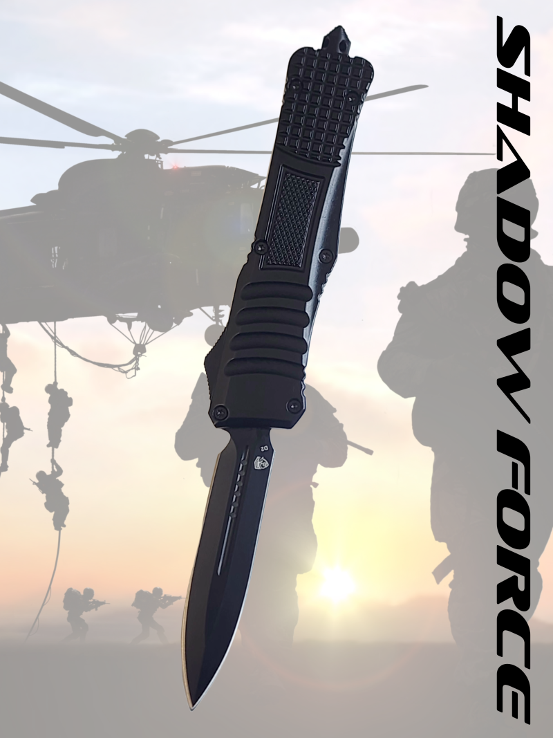 Venom 590 Shadow Force OTF Knife - Black (Black Double Edge 3.4").