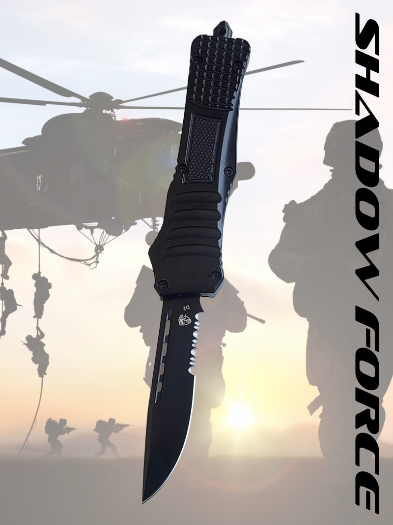 Venom 590 Shadow Force OTF Knife - Black (Black Drop Point Par Ser 3.4").