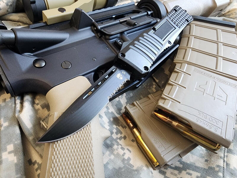 Venom 590 Shadow Force OTF Knife - Black (Black Drop Point Par Ser 3.4").