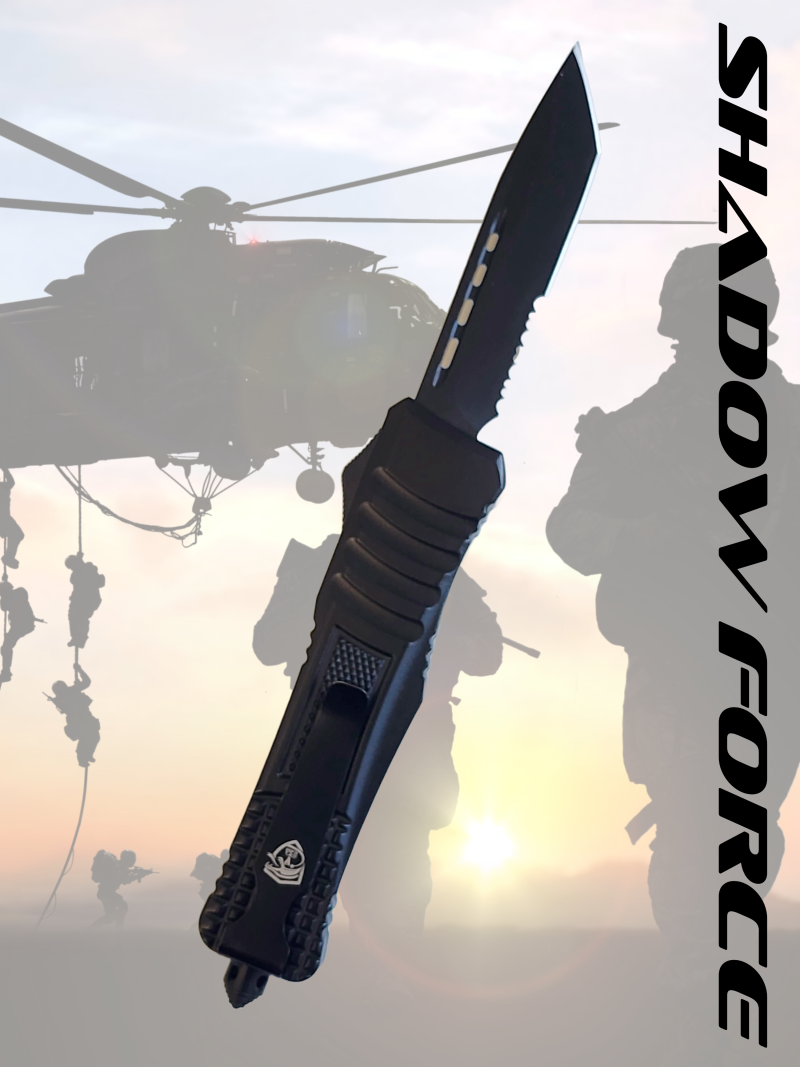 Venom 590 Shadow Force OTF Knife - Black (Black Tanto Par Ser 3.4").