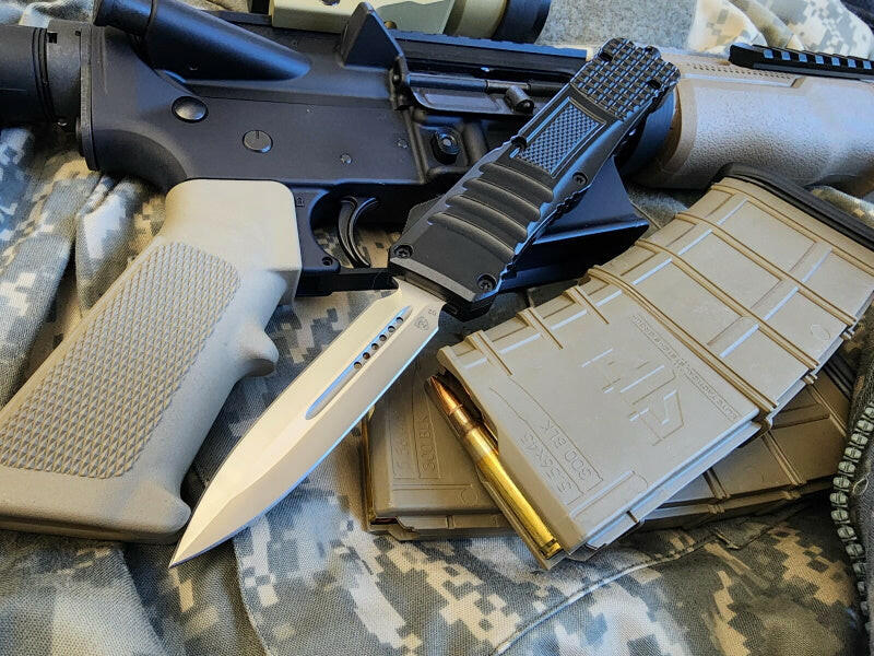 Venom 590 Shadow Force OTF Knife - Black (Satin Double Edge 3.4").