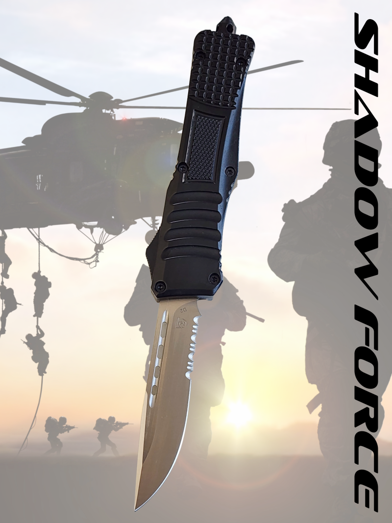 Venom 590 Shadow Force OTF Knife - Black (Satin Drop Point Par Ser 3.4").