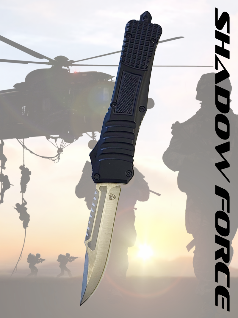 Venom 590 Shadow Force OTF Knife - Black (Satin Razorback 3.4")