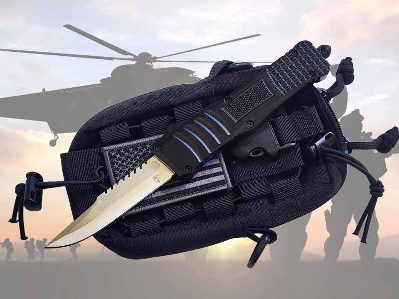 Venom 590 Shadow Force OTF Knife - Black (Satin Razorback 3.4")