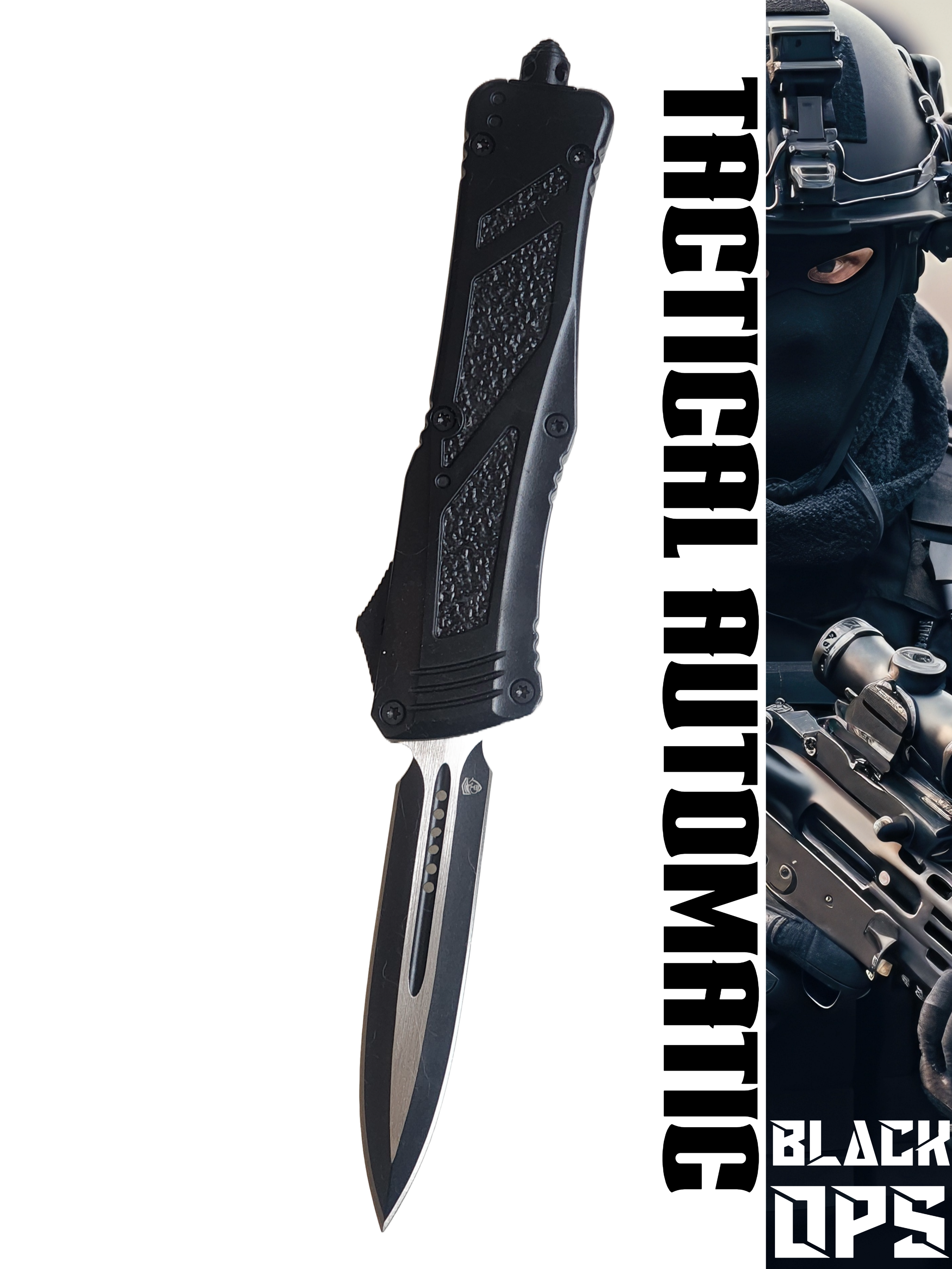 Venom BLACK OPS Automatic OTF Knife - Black (Double Edge 3.4"0.