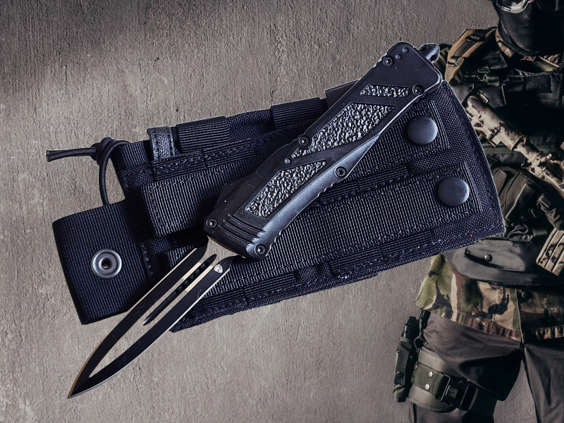 Venom BLACK OPS Automatic OTF Knife - Black (Double Edge 3.4"0.