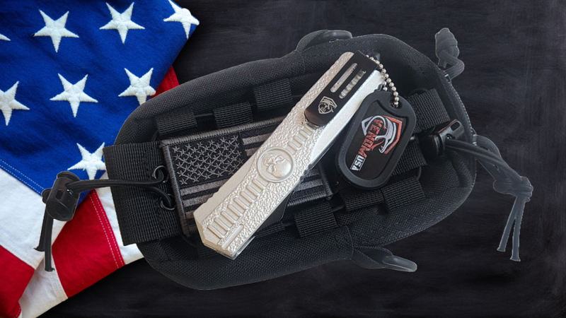 Venom Death Skull Automatic OTF Knife- Silver (Black Tanto 3.4").
