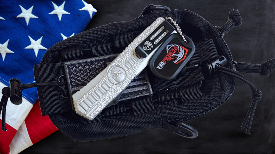 Venom Death Skull Automatic OTF Knife - Silver (Satin Double Edge 3.4").