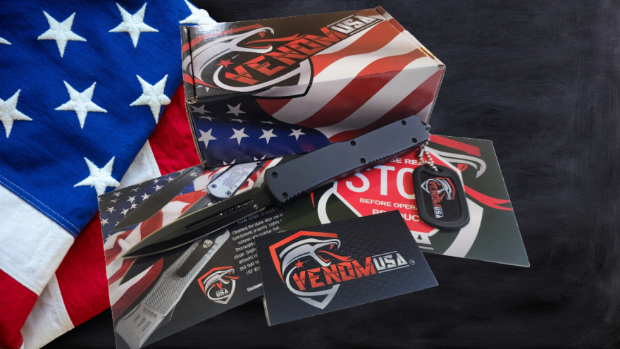 Venom Force 5 OTF Auto Knife - Black Out (Black Double Edge 3.25").