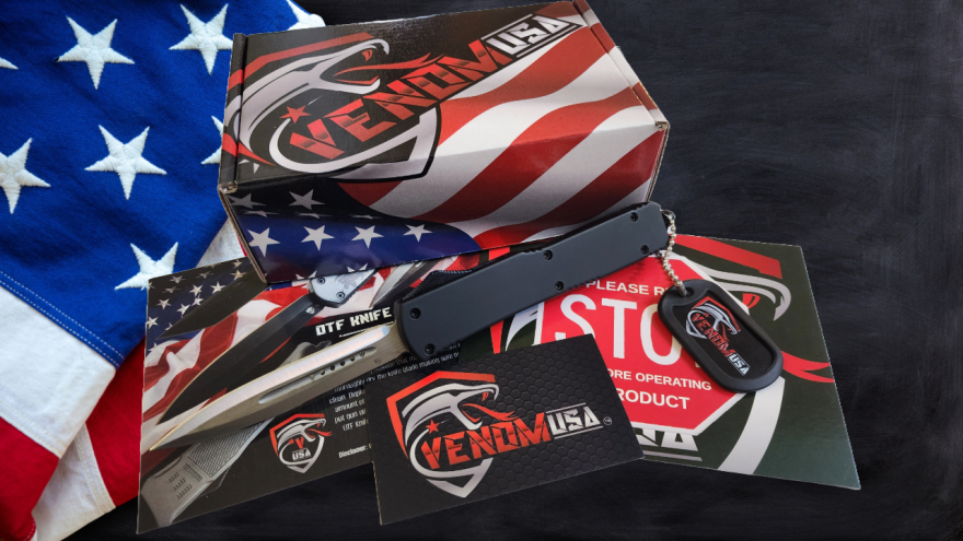 Venom Force 5 OTF Auto Knife - Black (Satin Double Edge 3.25").