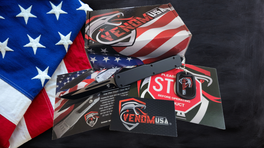 Venom Force 5 OTF Auto Knife - Black (Tanto 3.25").