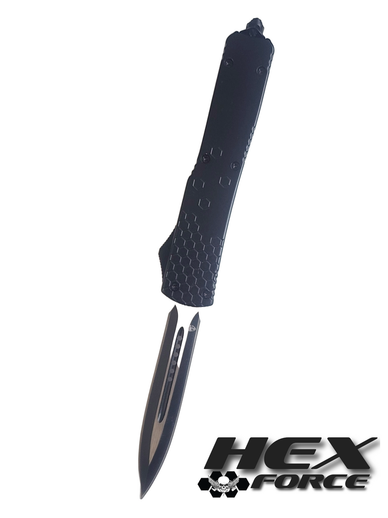 Venom Hex Force OTF Knife - Black (Double Edge 3.25")
