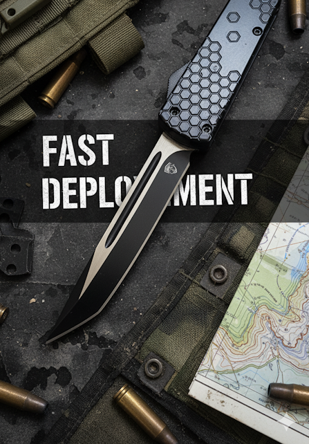 Venom Hex Force OTF knife in black, featuring a 3.25 tanto blade - precision tactical Venom knife