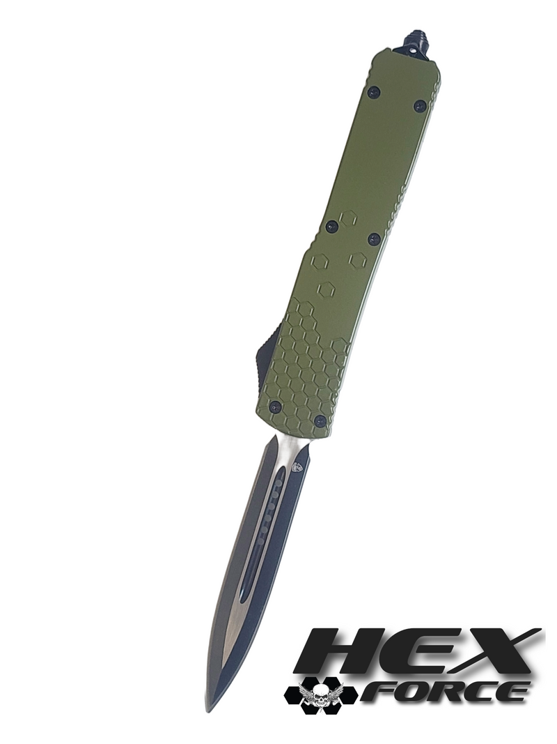 Venom Hex Force OTF Knife - OD Green (Double Edge 3.25")