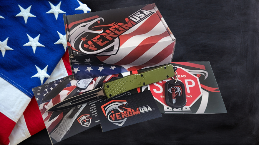 Venom Hex Force OTF Knife - OD Green (Double Edge 3.25").