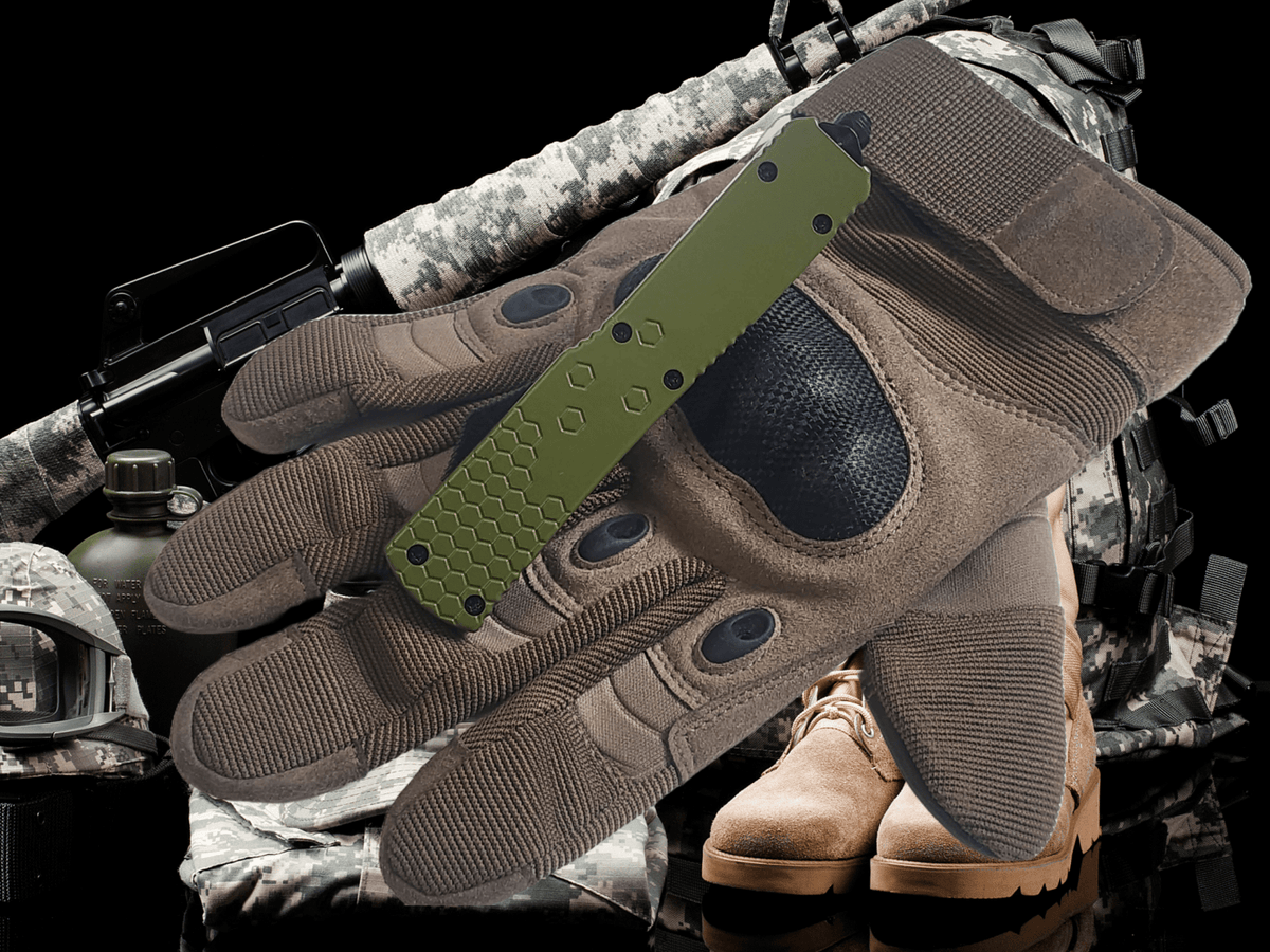 Venom Hex Force OTF Knife - OD Green (Satin Bowie 3.25").